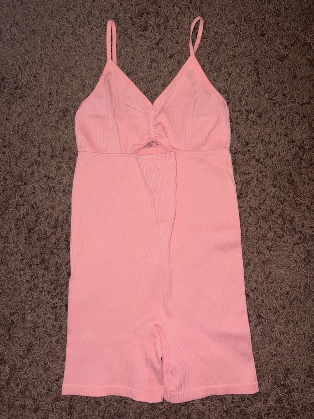 Colsie Pink Ribbed Spaghetti Strapped One-Piece Romper